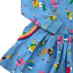 Mini Boden Blue Dress with Colorful Animal Print 2T